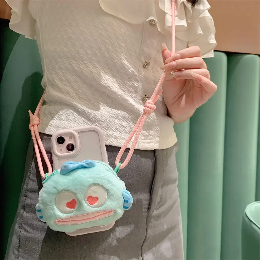 Kawaii Hangyodon Anime Sanrio Creative Crossbody Phone Rope Cute Cartoon Ins Headphone Storage Bag Lovely Gifts for Girls