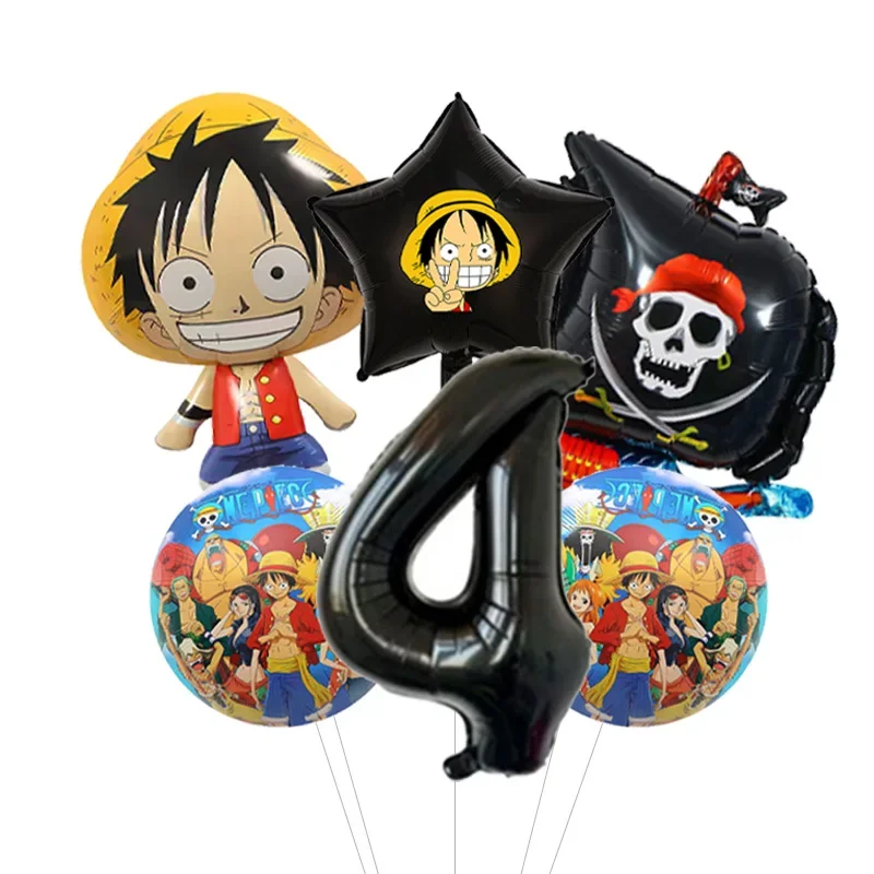 Jungen Anime Geburtstags-Ballonpaket One Piece Luffy Folienballon mit Konfetti Latex-Bündel für Heimparty – Detail 5