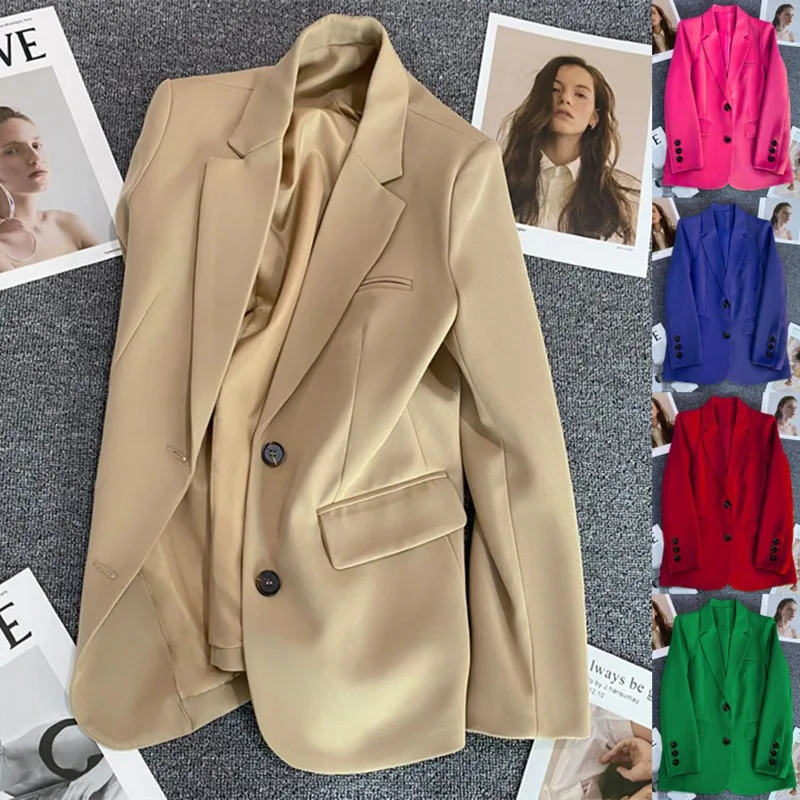 

Women's Spring Autumn New Casual Blazer - Korean Style Elegant Street-Ready Suit Jacket for Women