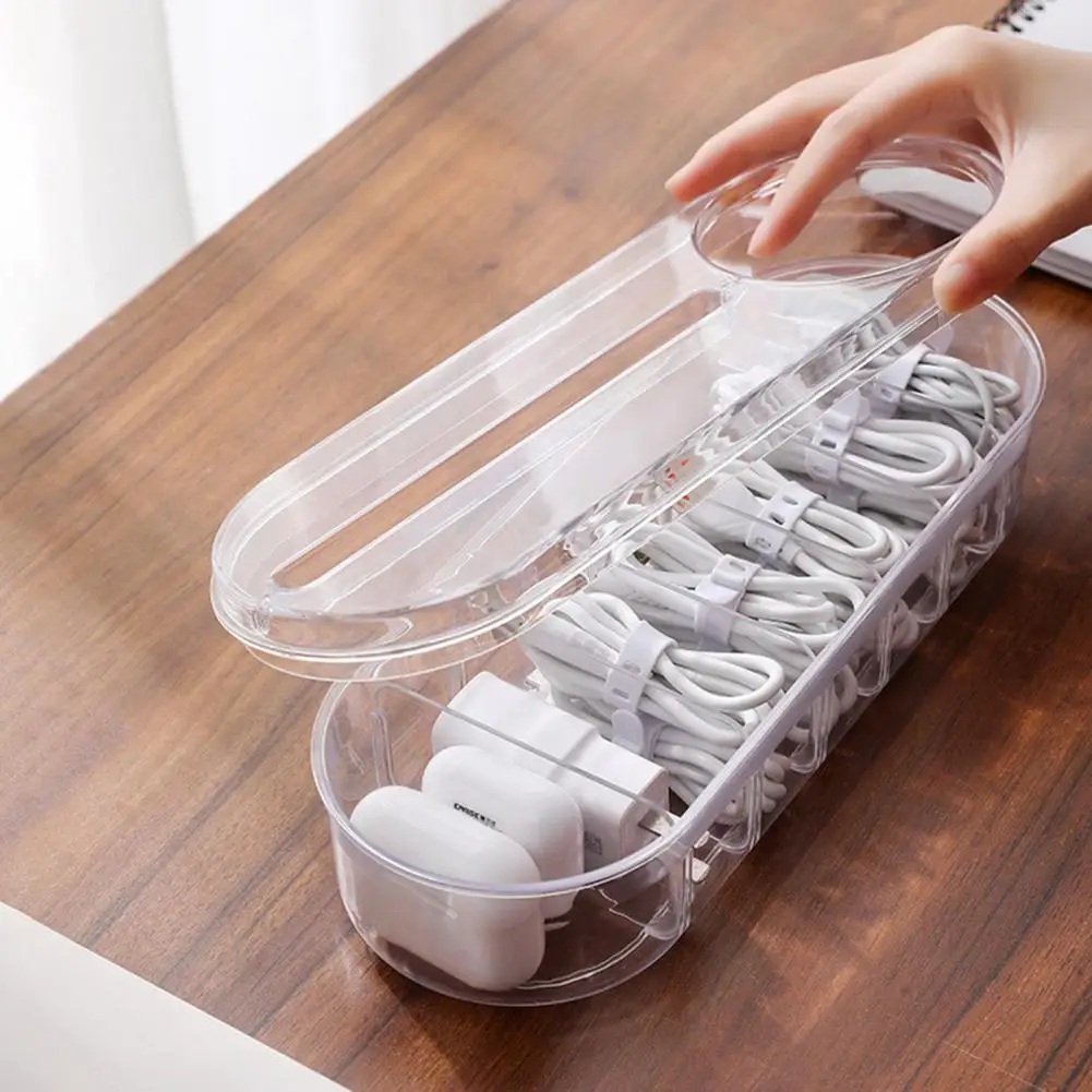 Cable Storage Box Plastic Data Line Storage Container Multi Grid Power Cord Storage Box Desk Stationery Sundries Storage Box