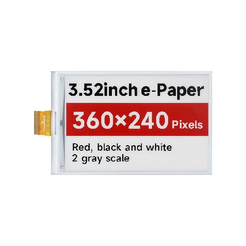 3.52Inch E-Paper Red Black White Display, 360 X 240, SPI Interface Paper-Like Effect Without Electricity