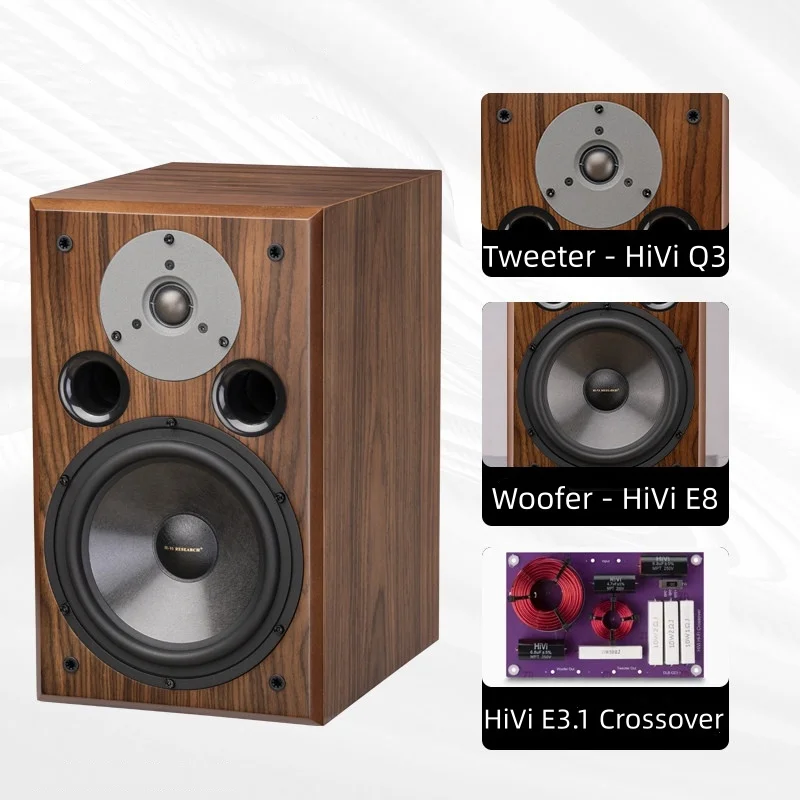 AJ-0808 8-Inch Passive Bookshelf Speakers, 10-120W Power, 88dB Sensitivity, 8Ω Impedance, 38Hz-20kHz Frequency Response