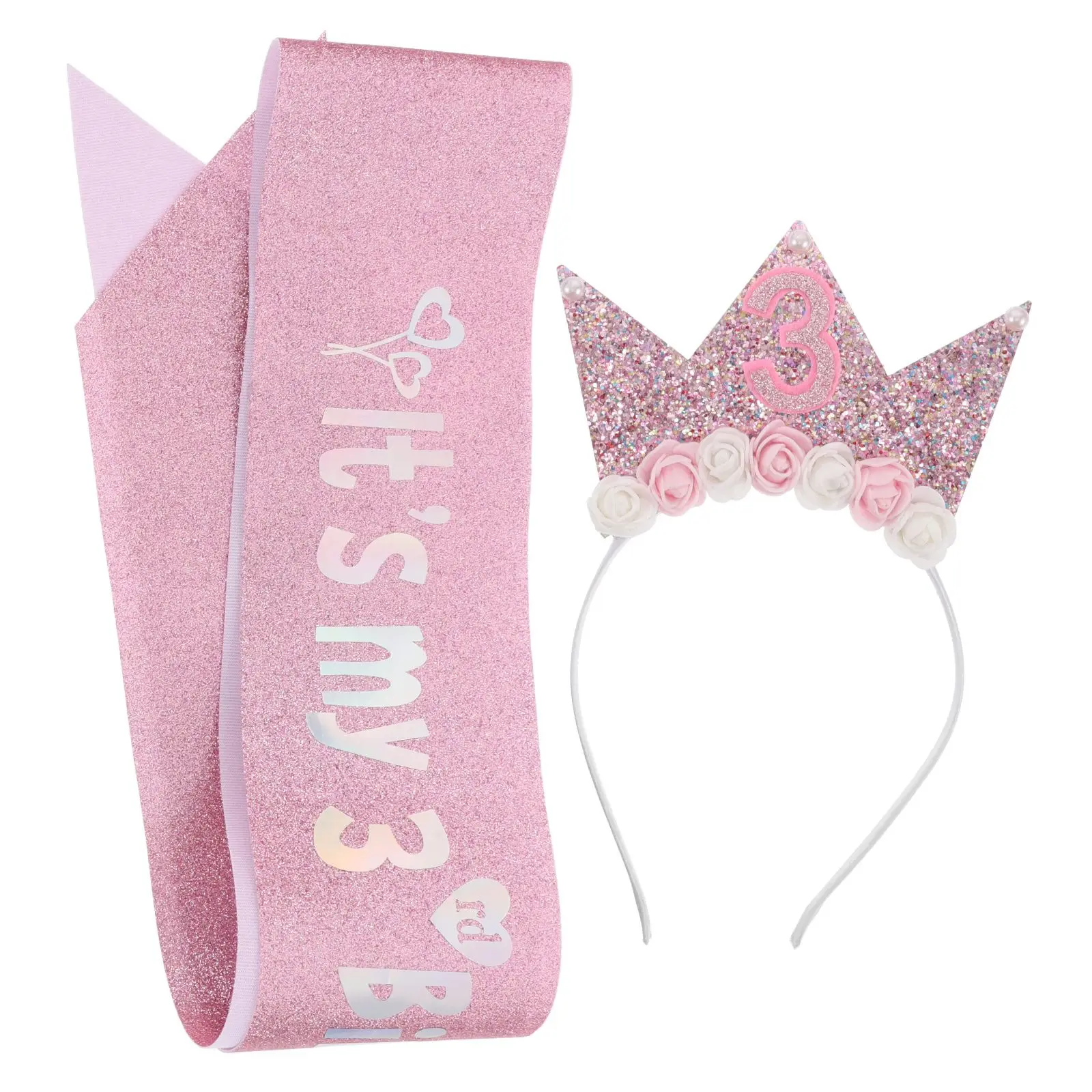 

Girls Glitter Tiara Hair Party Headb Tiara Crown Festive Birthday Birthday Hair Accessories Supply