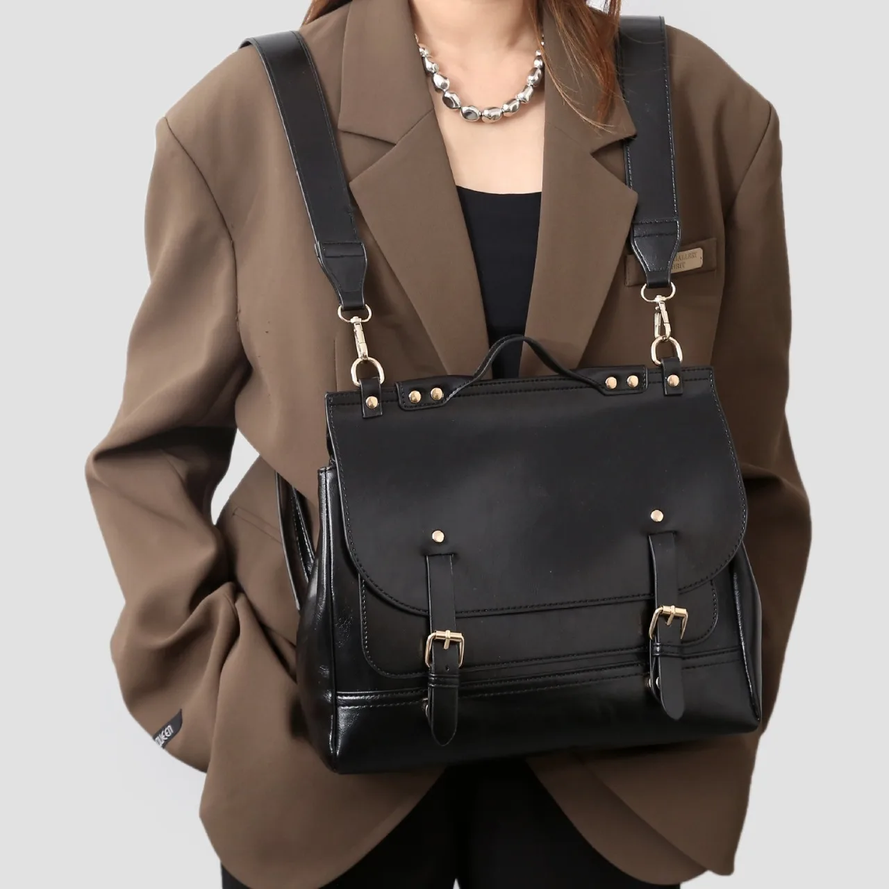 

3WAY Commuter Backpack Women's Japanese Messenger Bag Vintage Handheld Crossbody Bag Briefcase JK Uniform Student School Bag