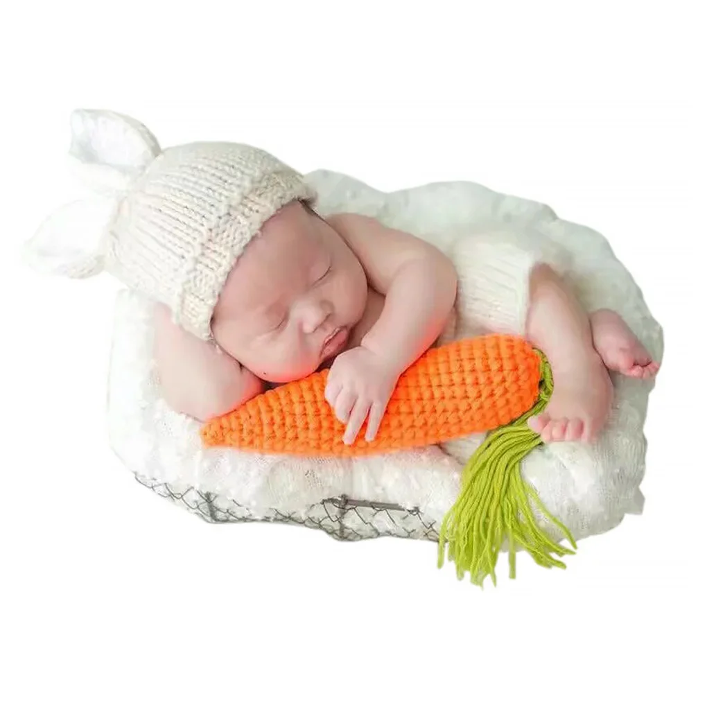 Newborn Photography Clothes Rabbit Costume Photo Prop Elk Design Baby Infant Knitted Costumes Hat Panties Baby Photo Accessories