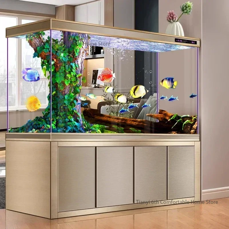 

Luxury Fish Tanks Aquariums Modern Living Room Originality Glass Aquariums Cabinet Multifunction Pet Products Аквариум LLAQ