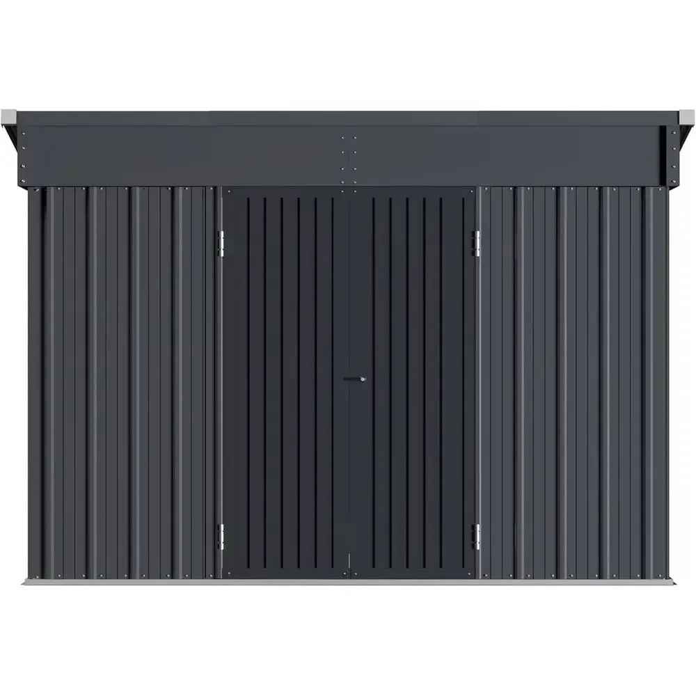 6x10ft Galvanized Steel Outdoor Storage Shed with Sloped Roof, Double Doors & 2 Vents for Garden and Patio