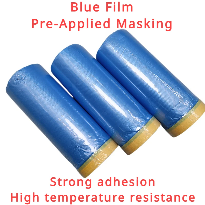 Pre-Taped Masking Film Plastic Sheeting Automotive Washi Tape No Residue Painters Plastic Drop Cloth for Painting