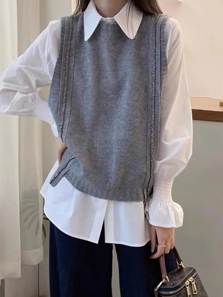 Camere ウール ニット ベスト レディース カジュアル スリムで快適な冬用トップス ラウンドネリン ピュア オンライン Ss