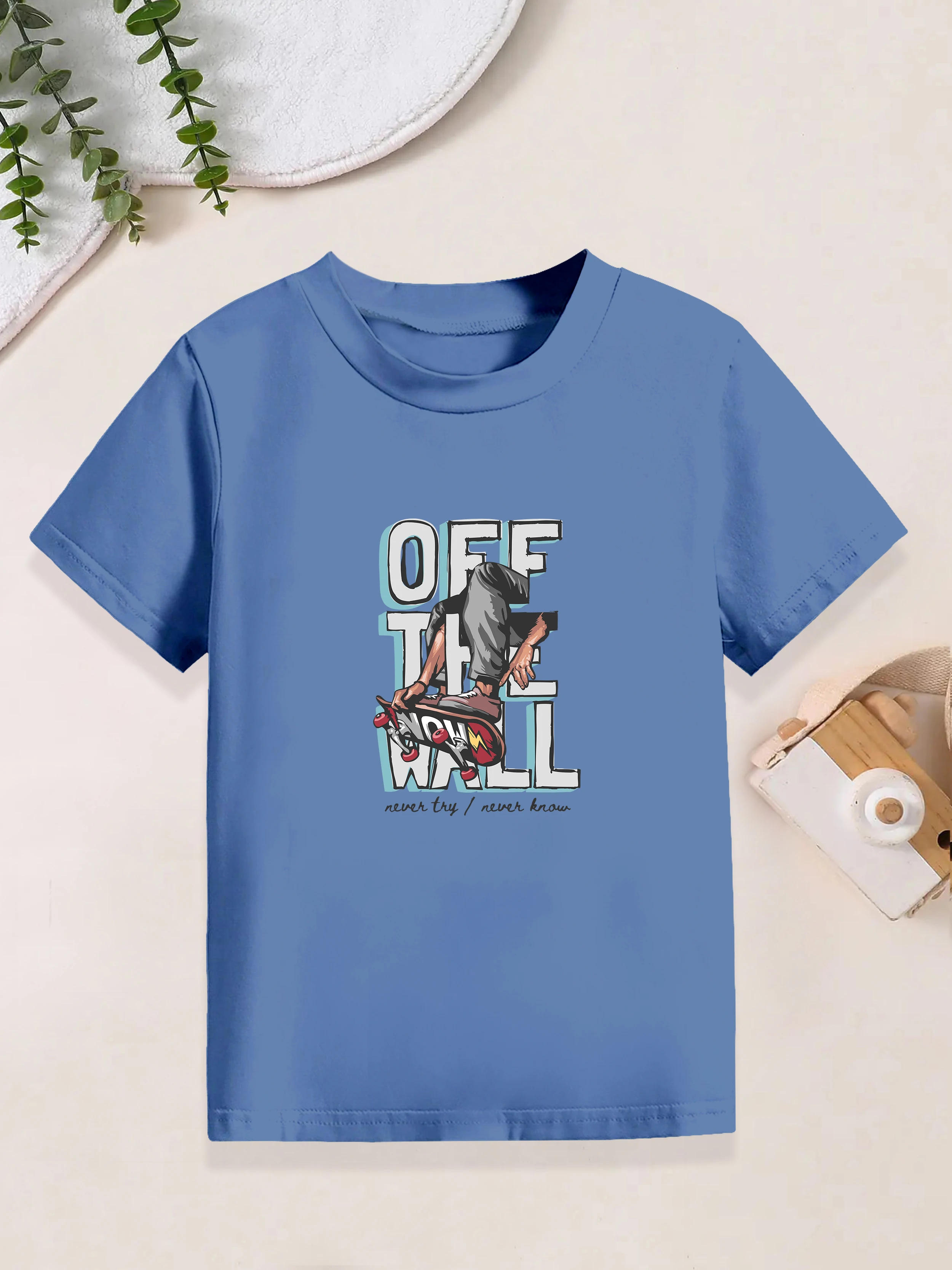 

1 шт.: Повседневные летние футболки для мальчиков с принтом мультяшного скейтбордиста