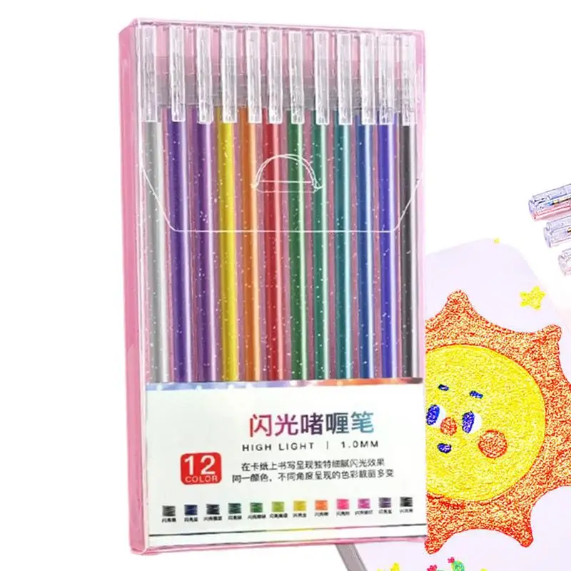 Glitter Gel Pens For Coloring Vibrant Coloured Writing Pens Coloured Writing Pens Set For Kids Adults Coloring Books Cards