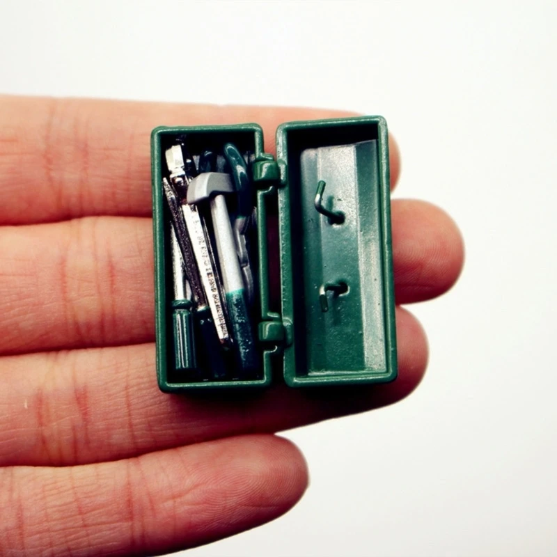 مجموعة أدوات البستنة المصغرة للأطفال نشاط اللعب التظاهري مع صندوق أدوات خارجي لإعداد مشهد بيت الدمية A2UB