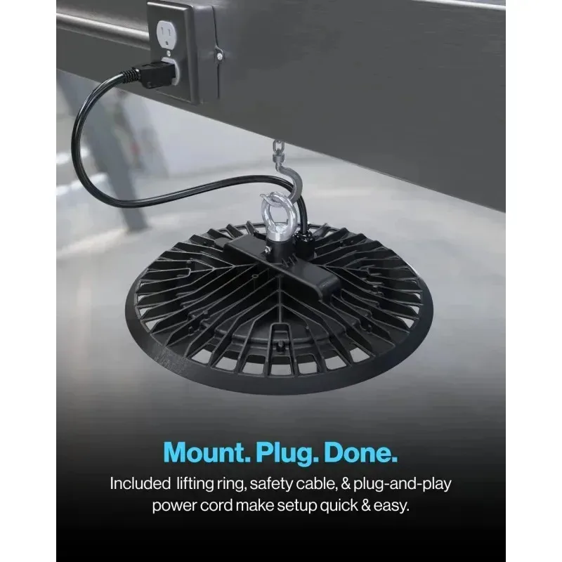 QAZ8-10 Pack UFO LED High Bay Light.Plug &Play Lighting для склада. Дневной свет 5000K.50 Вт. Шнур питания в комплекте. 1900 лм, 120 В переменного тока.