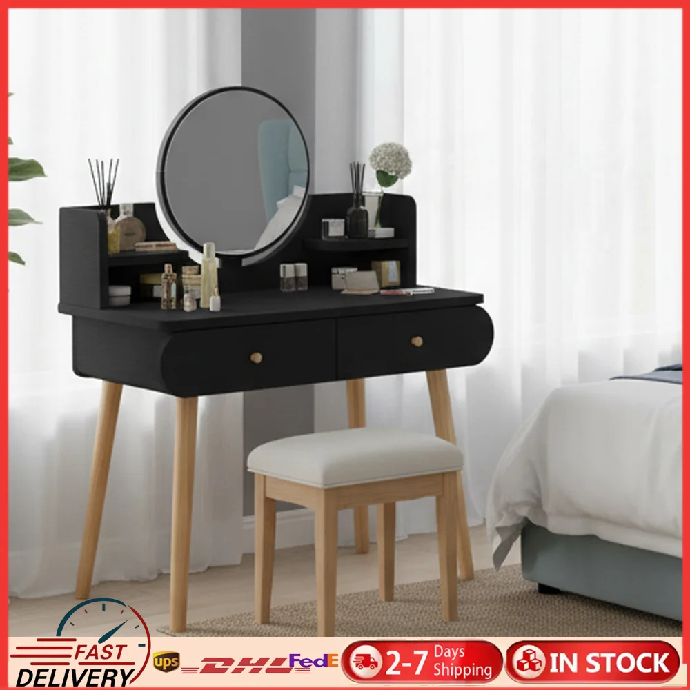 

Luxury Vanity Make Up Table Girl Box Dressing Table Organizers For Storage Detachable De Coiffeuse Chambre Room Decor Black