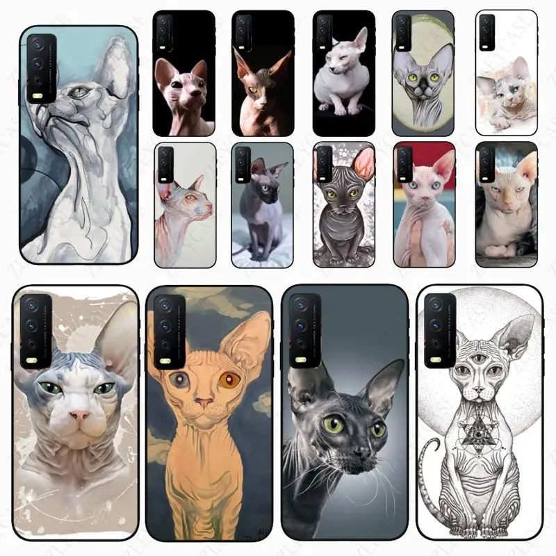 funda Tattoo Sphinx Cat Phone cover For vivo Y31 2021 Y53S Y1S Y30 Y33S Y11S Y15 Y12S Y17 Y19 Y20S Y21S Y91C V23 Cases coque