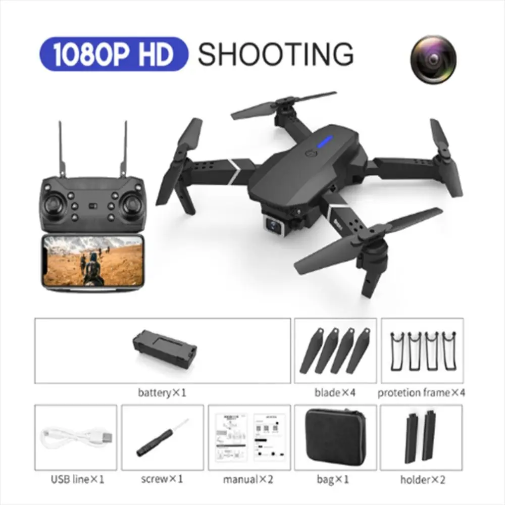 Remote Controlled Aircraft E88pro WIFI FPV Drone Quadcopter Dual Camera Quadcopter E88 UAV Wide Angle 4K 1080P Birthday Gift