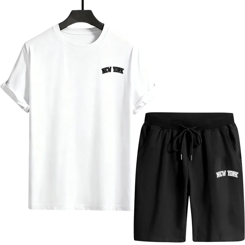 

Мужской спортивный костюм 2026: футболка и шорты с принтом, повседневная одежда для мужчин, для активного отдыха, спортзала, бега, уличной моды, летний комплект из одной части