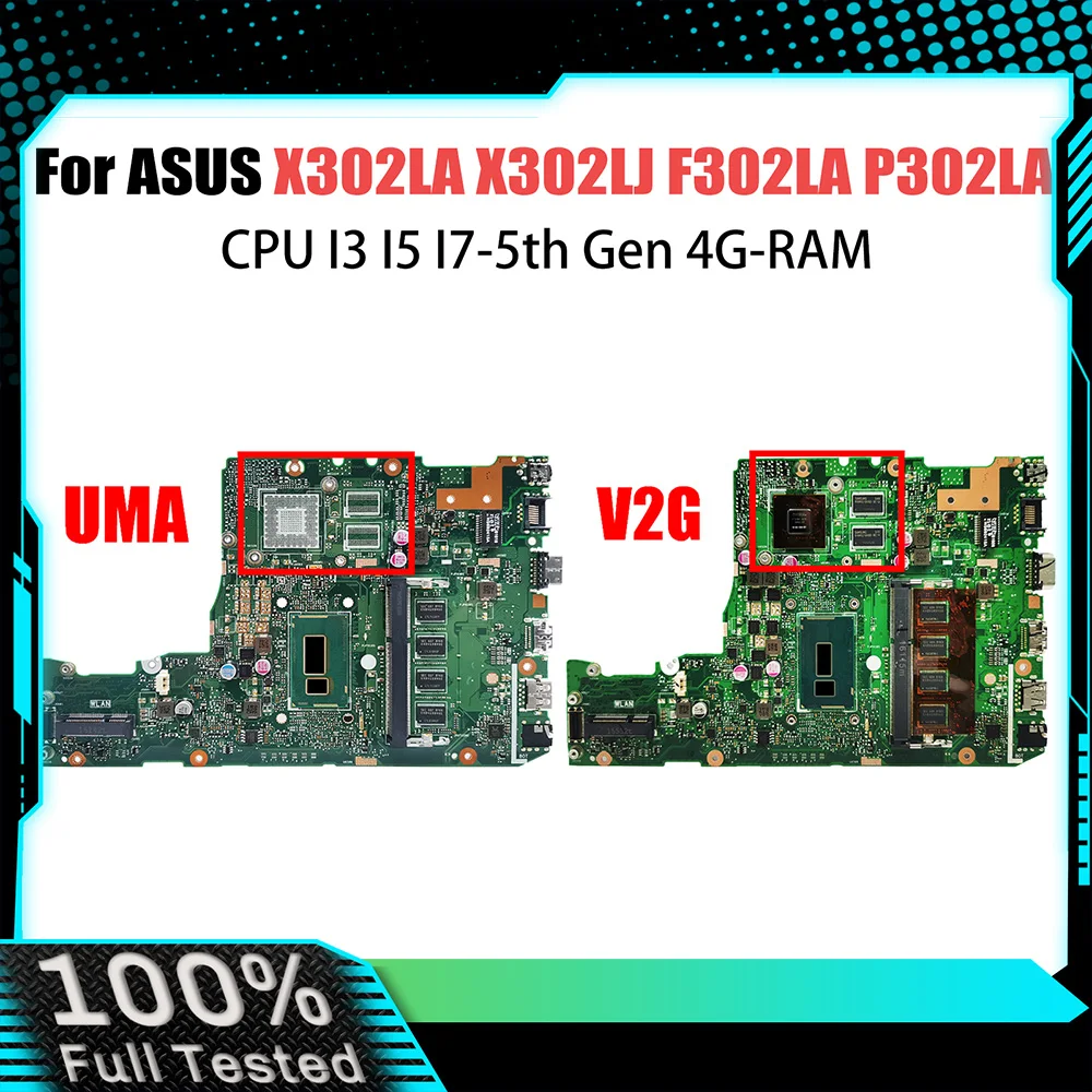 X302LA Laptop Motherboard For ASUS X302LJ F302LA P302LA F302LJ P302LJ Notebook Mainboard CPU I3 5th Gen 4G RAM