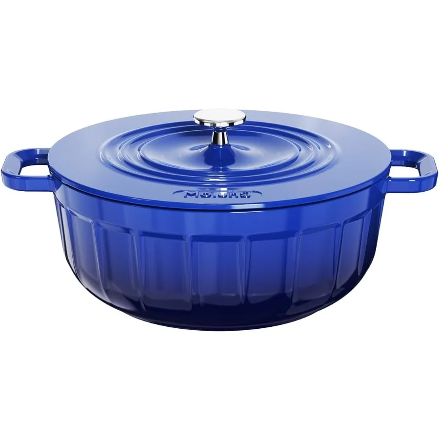 

5 Quart Enameled Cast Iron Dutch Oven with Lid for Slow Cooking and Stewing on Gas or Electric Stoves Round Pot with Secure Lid