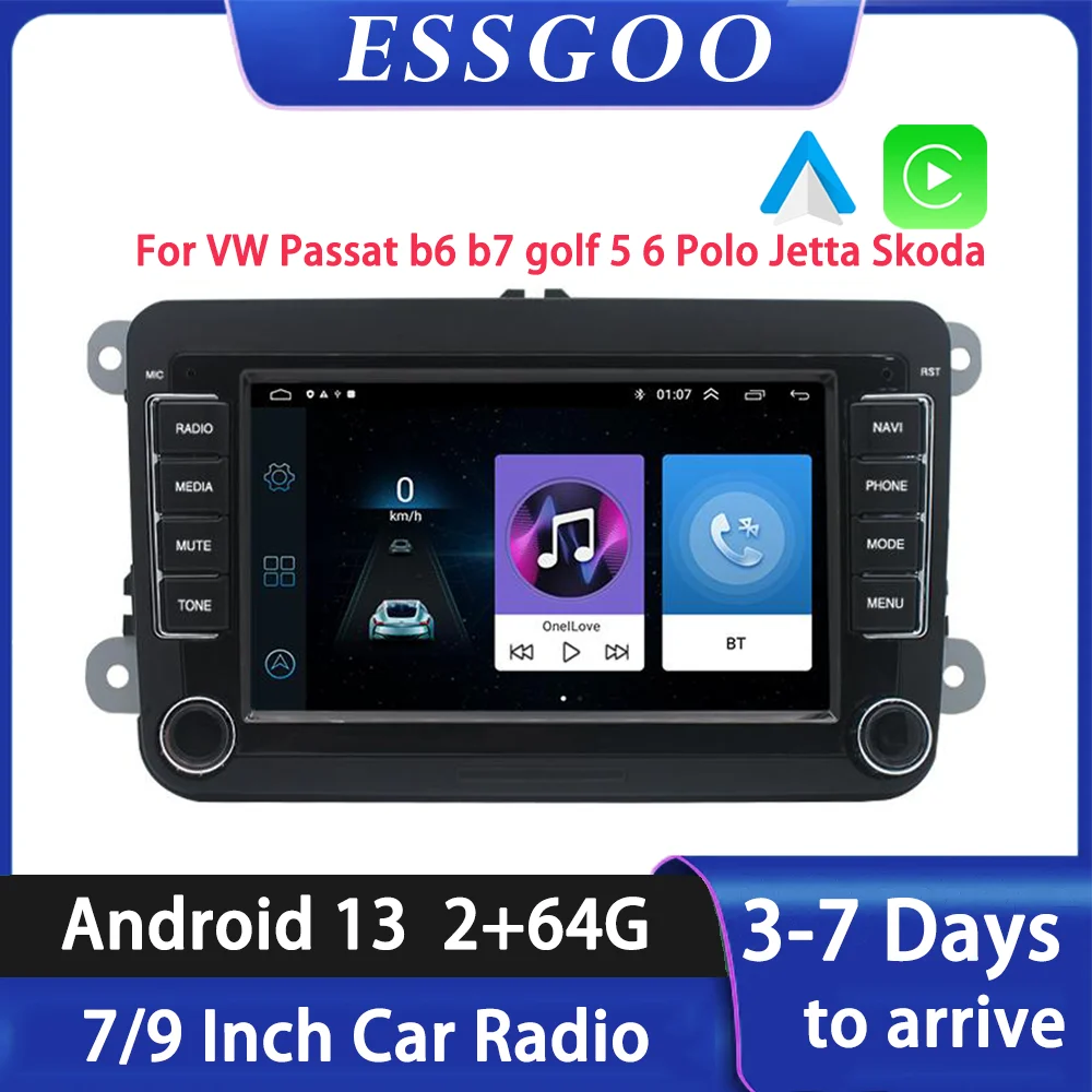 ESSGOO Android 13 Car Radio Multimedia Player GPS WiFi RDS Carplay For Volkswagen Passat b6 b7 golf 5 6 Polo Jetta Skoda ﻿