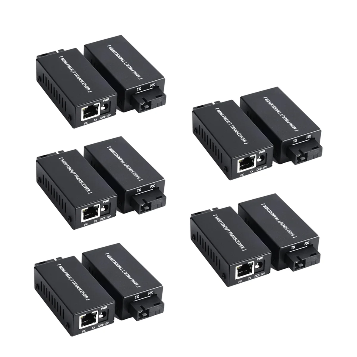 

5 Pairs Mini Gigabit Fiber Optical Media Converter 100/1000Mbps Optical Transceiver Ethernet Switch SC to RJ45 20Km Co