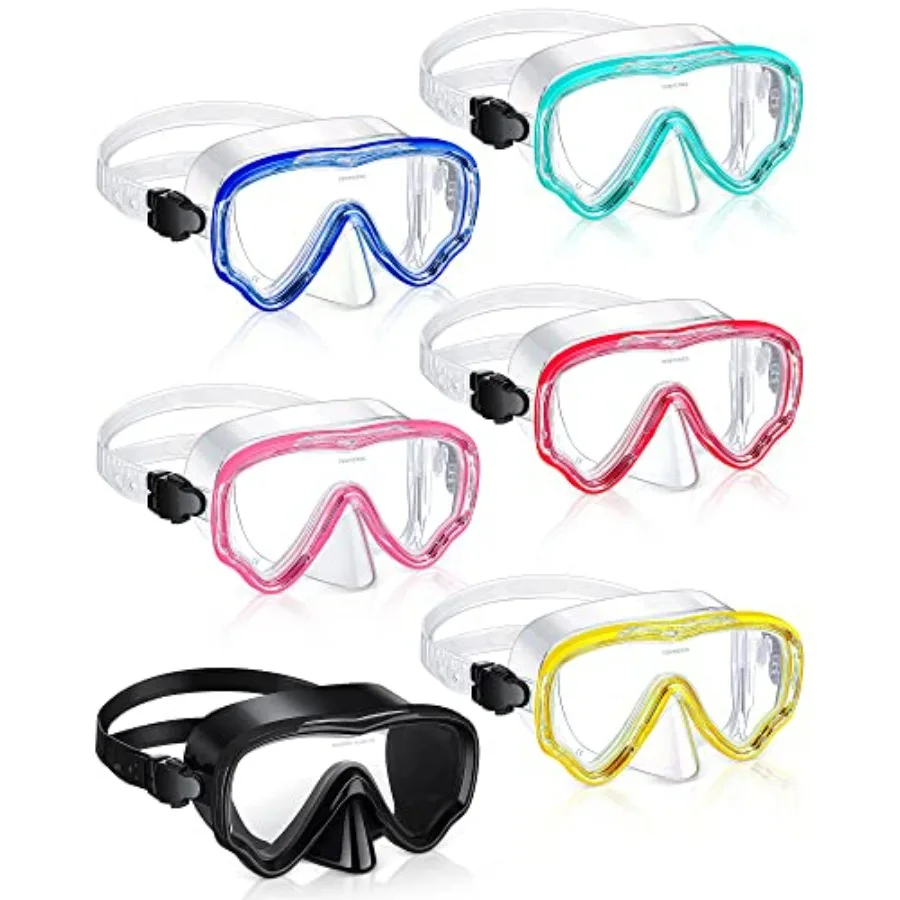 

swimming goggles for ages 6-14, tempered glass, classic color, anti-fog, 180 clear view, nose cover included