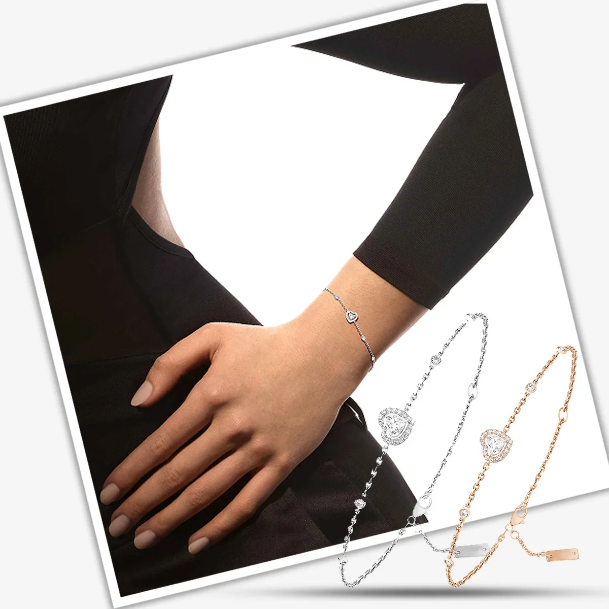 

MXK European and American luxury beating heart silver single diamond movable exquisite bracelet suitable for wearing as a gift