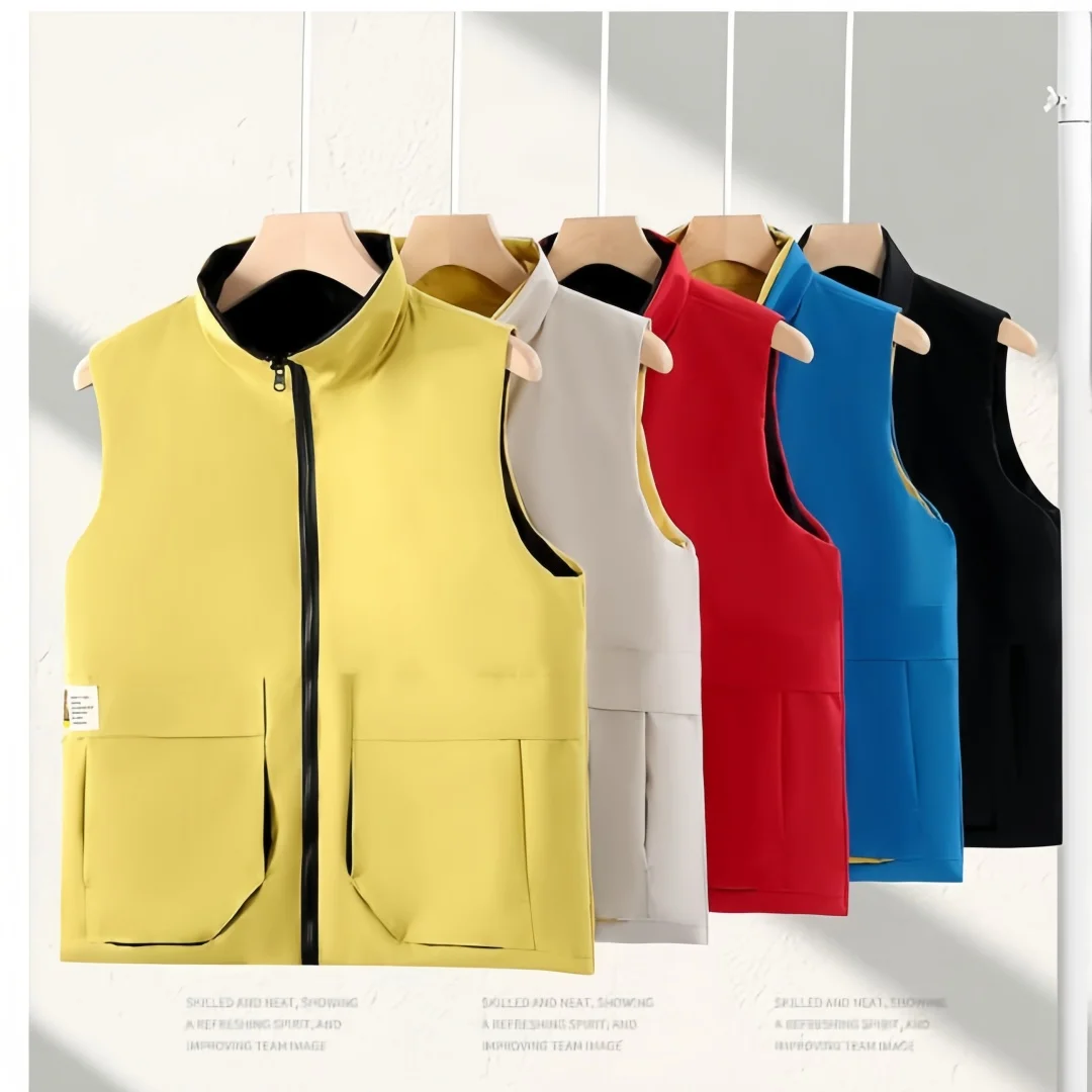 Novo dupla face usar jaqueta fina gola colete para homens e mulheres casual moda tamanho grande juventude primavera outono colete