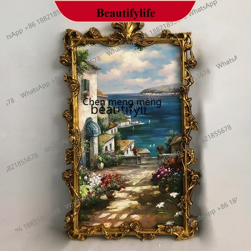 

D178 European mirror home French retro decorative oil painting European villa living room entrance painting hand-painted oil p