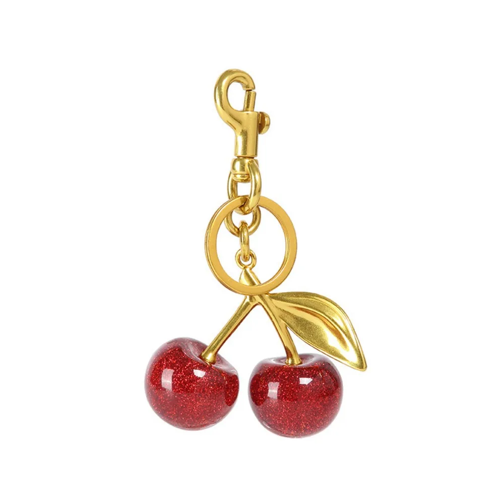 Fashion Delicious Red Cherry Keychain Summer Fruits Cherries Pendant Keyring For Women Men Jewelry Bag Accessories Gift