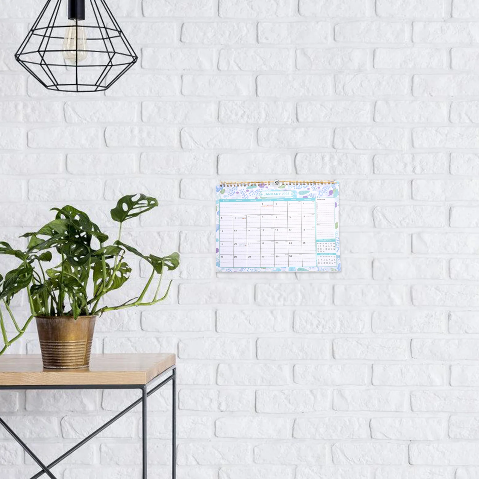 

18 Month Wall Calendar 2025 to 2026 Floral Design Large Date Blocks English Family Planner Holiday Schedule Thick Paper Modern