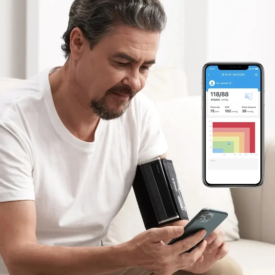 New Bluetooth & WiFi BP Machine with APP Wireless Upper Arm Blood Pressure Monitor ECG Sphygmomanometer Heart Rate Pulse