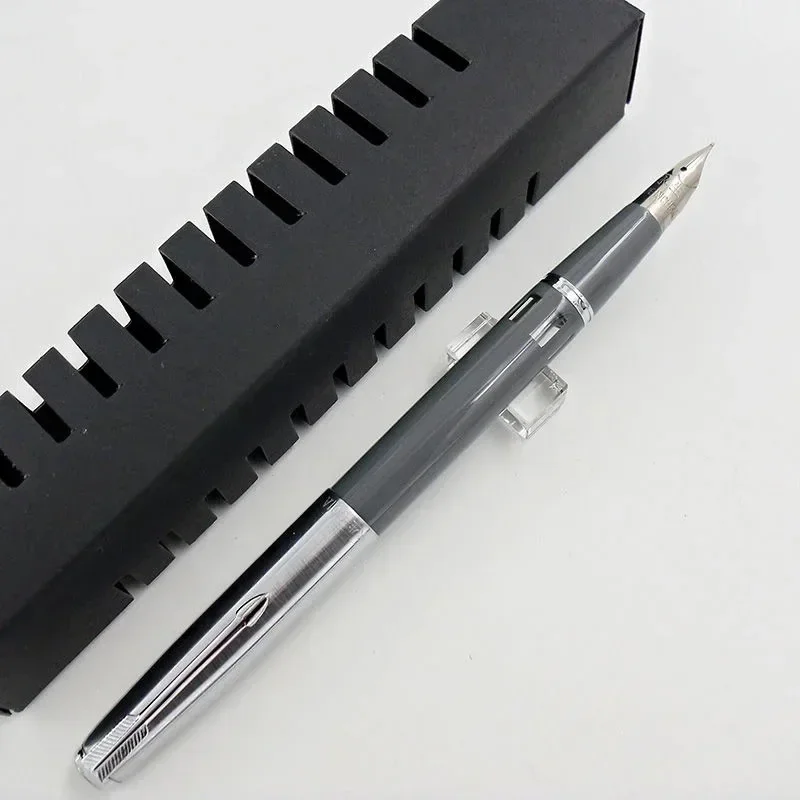 New Wingsung 601A Piston Ink Fountain Pen F M Bent Curved 0.5 0.7 Nib Writing Ink Pen Gray Brown Colors with Window School Gift