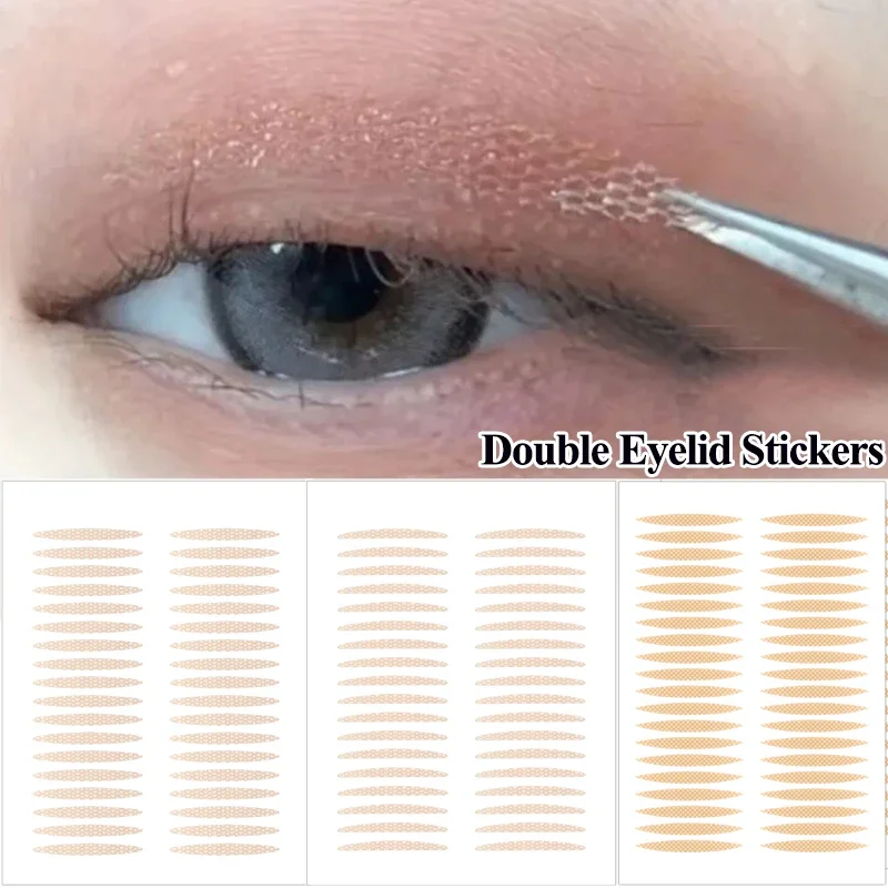 Invisible Double Eyelid Sticker 6 Sheet Natural Waterproof Transparent Self Adhesive Mesh-Lace Slim/Wide Eyelid Tape Eyes Makeup