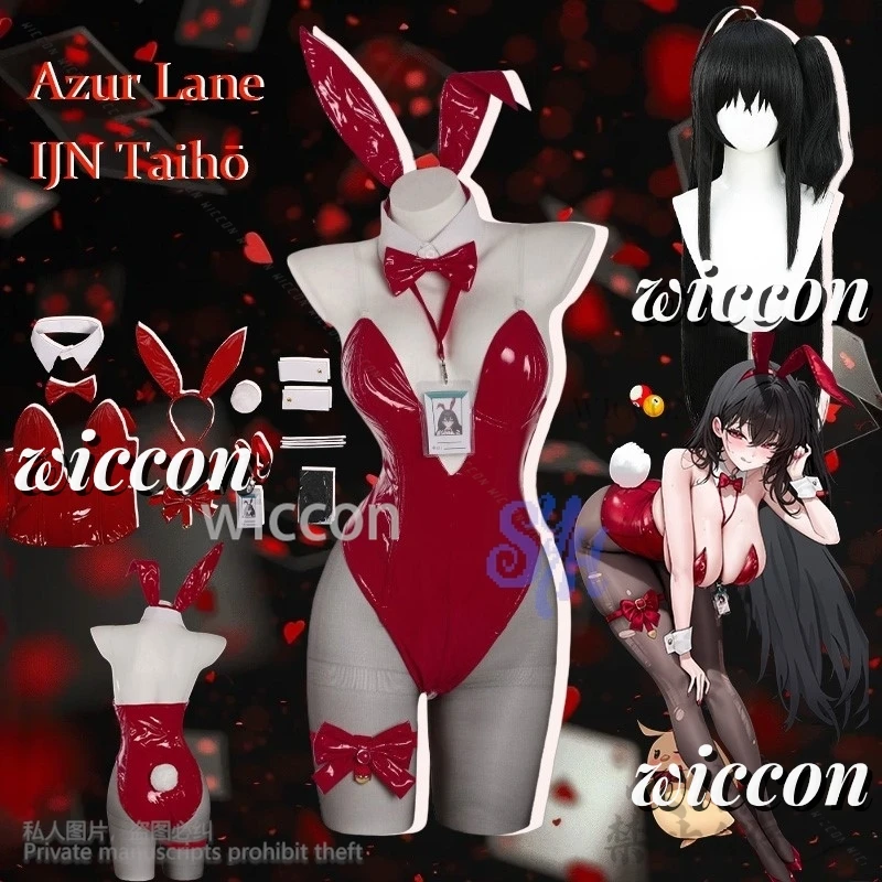 

Anime Game Azur Lane Cosplay IJN Taihō Costume Red Sexy Bikini Bunny Girls Summer Swimwear Y2k Rabbit Headband Halloween Party