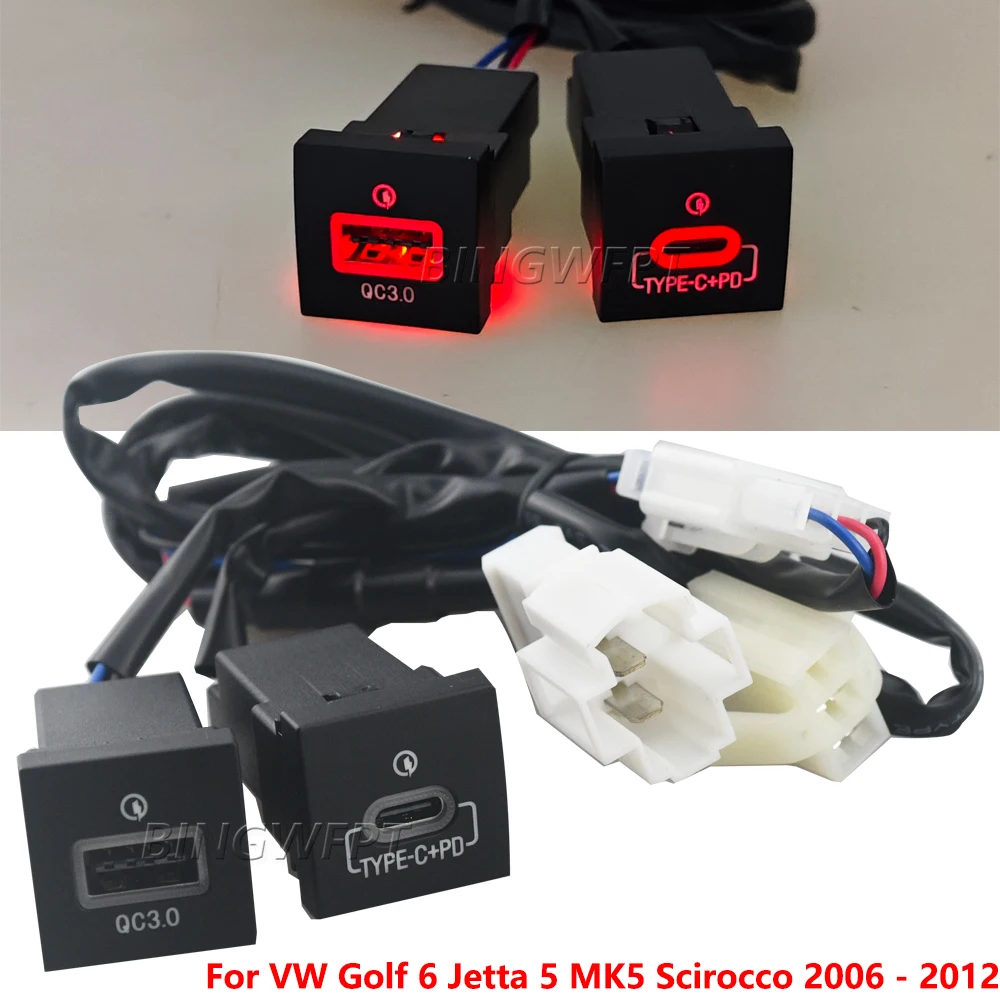 

НОВИНКА: USB-зарядное устройство для VW Golf 6 MK6, Jetta 5 MK5, Scirocco 2006-2012 с быстрой зарядкой PD и QC3.0, адаптер для зарядки телефона в автомобиле, кнопочное управление
