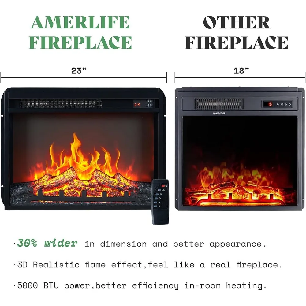 حامل تلفزيون مدفأة، مركز ترفيه من الخشب الملمس مع مدفأة كهربائية مقاس 23 بوصة، حامل ترفيه للمزرعة، تلفزيون الوسائط