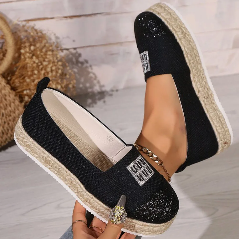 

Women's Wedges Heel Platform Flats Shoes Woven Jute Sole Casual Loafers Vacation Fashion Espadrilles Faux Suede Shoes For Women