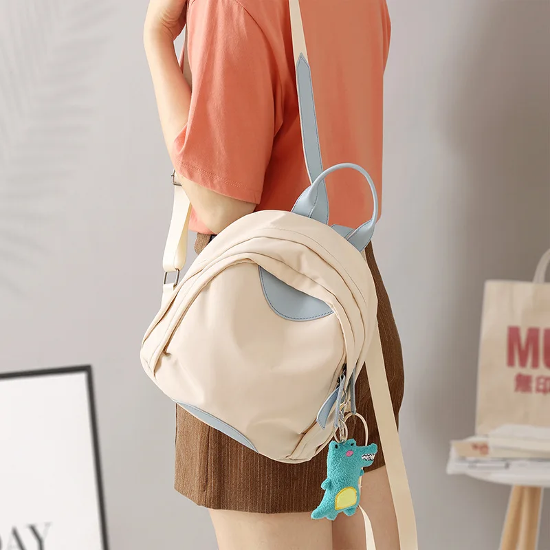 

Children's Cute Cartoon Crocodile Pendant Mini Backpack, Lightweight Water-Resistant Nylon School Bag for Daily