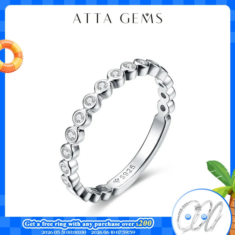 

ATTAGEMS D VVS1 Color Moissanite Ring for Women Man Real 925 Sterling Silver Diamond Test Pass Engagement Wedding Band Jewelry
