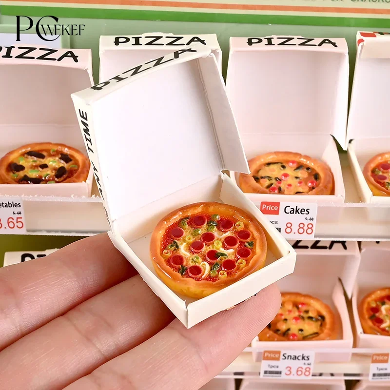 6 Stück Puppenhaus Miniatur Pizza oder Verpackung Box Modell Küche Essen Dekor Spielzeug Puppenhaus Zubehör