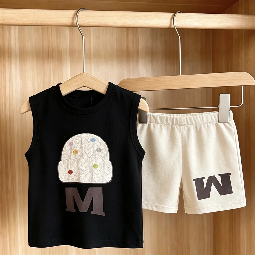 New Summer Clothes Boys Child Printed TShirt+Shorts Two Piece Set Casual Round Neck Pullovers Loose Versatile Shorts 2Piece Set