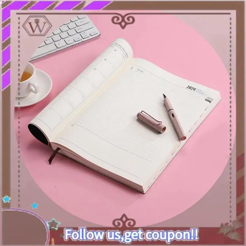 ล่าสุด 2024 สีแดง Plan ปฏิทินหนา Daily Plan โน้ตบุ๊ครายสัปดาห์โน้ตบุ๊คอุปกรณ์สํานักงานโรงเรียน 21.2 ซม.X 28.8 ซม.X 2C