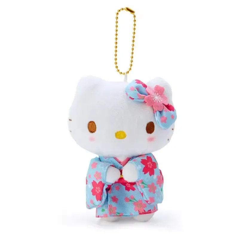 Miniso lindo Sanrio Sakura Kimono serie gato colgante de felpa llavero colgante niña corazón regalo bolso de mujer colgante regalo para niños