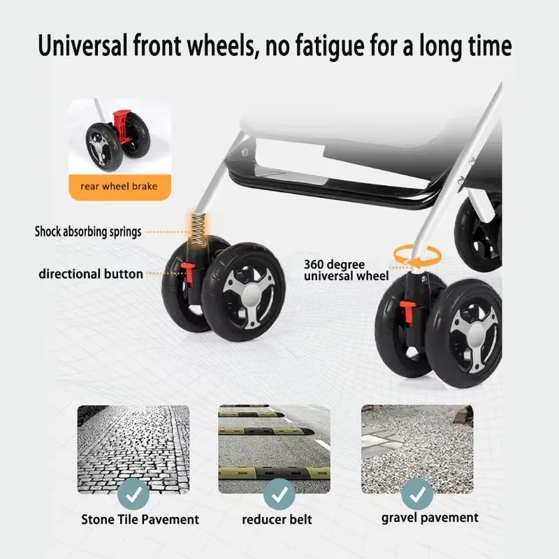 Kereta Dorong Bayi Ringan Kursi Berbaring Dapat Dilipat Satu Tangan Lipat Segala Medan Roda untuk Perjalanan Luar Ruangan Bayi Balita Baru Lahir