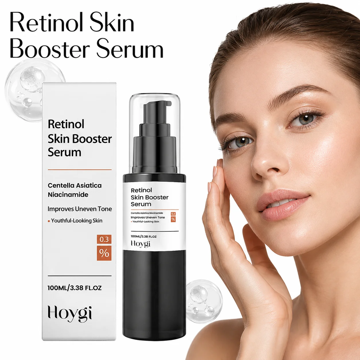 Hoygi Retinol Renewal Serum Lightweight Fast Absorbing Non Greasy Moisturizing Face Essence for Dull Dry and Rough Skin