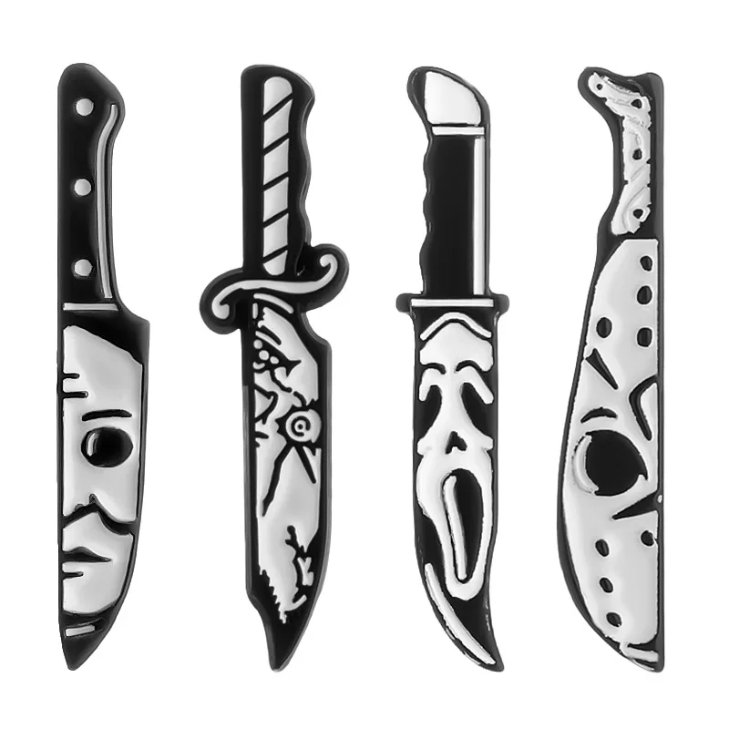 Black and white knife styling badge Diablo punk style alloy brooch pin Accessories wholesale Send friends gifts