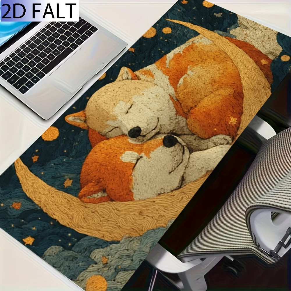 1pc Oversized, Non-Slip, Desk Mat, Mouse Pad, Shiba Inu Anime Pattern, Suitable for PC, Desks And Home Use, Multiple Sizes Available, Enhances Desktop Comfort.