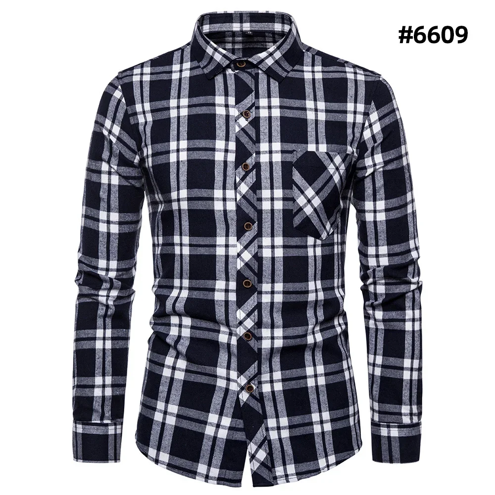 Mens Clothing Blouse Blue Gradient Striped Men Dress Shirt Tops Casual Business Plaid Print Long Sleeves Camisa Social Masculina