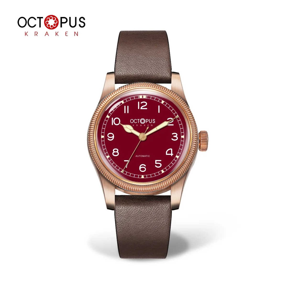 

Часы Octopus Kraken в стиле ретро CuSn8 40 мм PT5000, автоматический механический механизм, сапфировое стекло, светящиеся, 10 бар, мужские повседневные часы